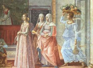 The Birth of John the Baptist (detail) 1485-90 by Ghirlandaio Domenico