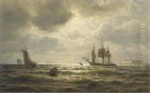 Danish And British Shipping Off Kronberg Castle by Wilhelm Ferdinand Xylander