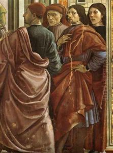 01, Expulsion of Joachim from the Temple (Portrait of Ghirlandaio, the second from the right) by Ghirlandaio Domenico