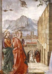 Visitation (detail) 2 by Ghirlandaio Domenico