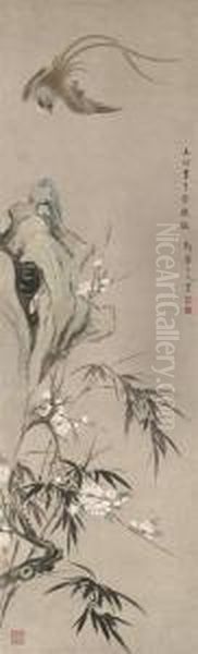 Peach Blossoms And Bird - view 1