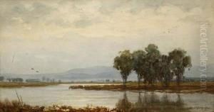 Lake In An Atmospheric Landscape by Sydney Jones Yard