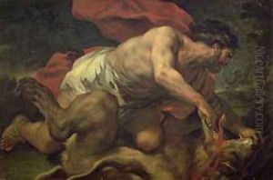 Samson and the Lion by Luca Giordano