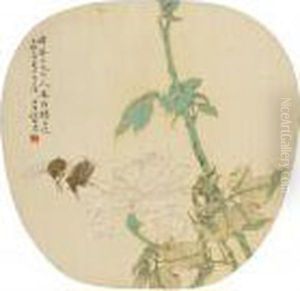 White Rose And Cicadas by Ren Yi