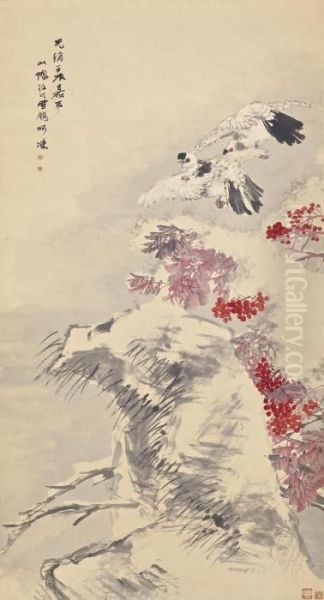 Pigeons In The Snow - view 1
