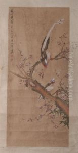 Birds, Prunus Tree And Bamboo by Ren Yi