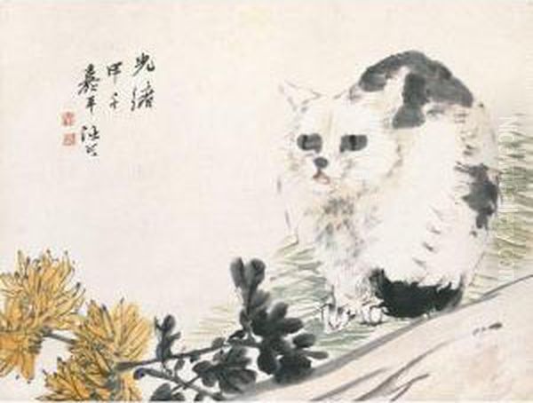 Chrysanthemum And Cat - view 1