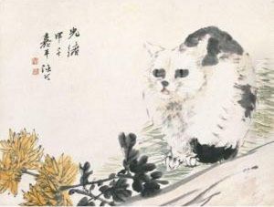 Chrysanthemum And Cat by Ren Yi