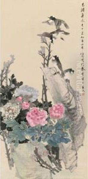 Peony And Chinese Bulbul - view 1