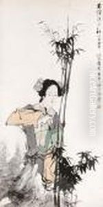Lady Holding Fan by Ren Yi