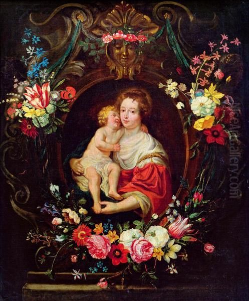 Madonna Mit Kind In Blumenkartusche - view 1