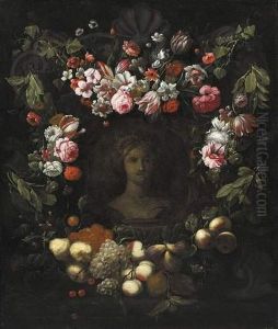 Couronne De Fleurs Et De Fruits. by Frans Ykens