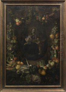 Madonna Mit Johannes Ineinem Fruchtekranz
