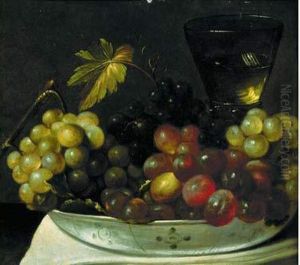 Nature Morte A La Coupe De Raisin Et Au Verre De Vin by Frans Ykens