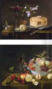 A Still Life Of Peaches, Grapes,
 Pomegranates, Figs And Wild Strawberries In A Wan-li Porcelain Bowl All
 Resting On A Tabletop
