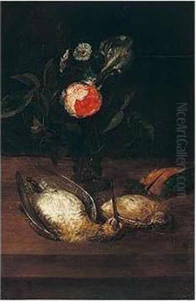 Still Life Of A Rose And Iris In
 A Roemer, Together With A Kingfisher, A Thrush And A Snipe, Upon A 
Table Top - view 1
