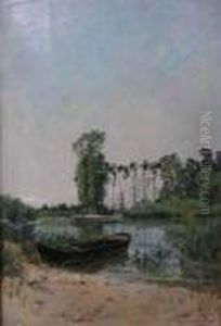 Joseph . Pecheur Au Bord De La Riviere by Edmond Charles Joseph Yon