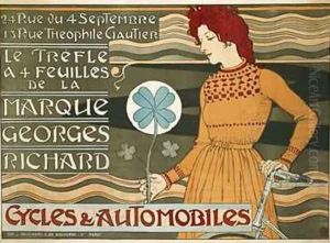 German advertisement for Georges Richard brand bicycles and cars by Eugene Grasset