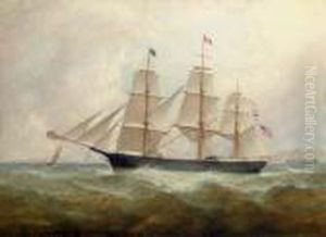 The American Clipper Ship Susan
Howland Passing A Lighthouse; Thought To Be Perch Rock Lighthouse And
Fort by William Howard Yorke