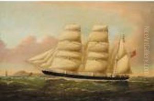 The Barque Ladstock Inward Bound For Liverpool, Off The South Stack Lighthouse, Anglesey