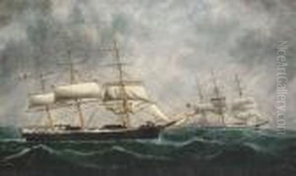 The American Clipper Caravan
Rendering Assistance To A British Full-rigger In Mid-atlantic - view 1