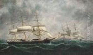 The American Clipper Caravan 
Rendering Assistance To A British Full-rigger In Mid-atlantic