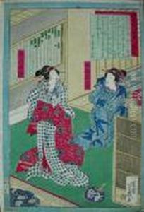 Dwie Gejsze W Herbaciarni by Utagawa Yoshiiku