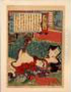 Scene Erotique.c. 1865 by Utagawa Yoshiiku