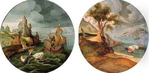 Jonas thrown in the water & Jonas and the whale by Abel Grimmer