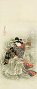 Courtesan As The Bodhisattva Manjushri (monju) by Utagawa Yoshiiku