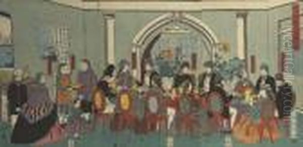 Gokakoku Ijin Shuen No Zu (picture Of A Banquet With Foreigners From Five Countries) - view 1