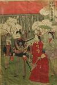 Promenade At Azumabashi by Utagawa Yoshitora