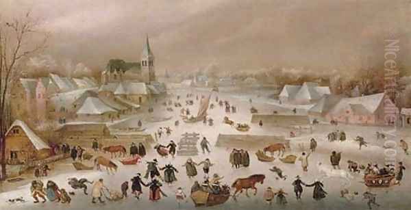 A Winter Landscape With Skaters On A Frozen River 2 - view 1