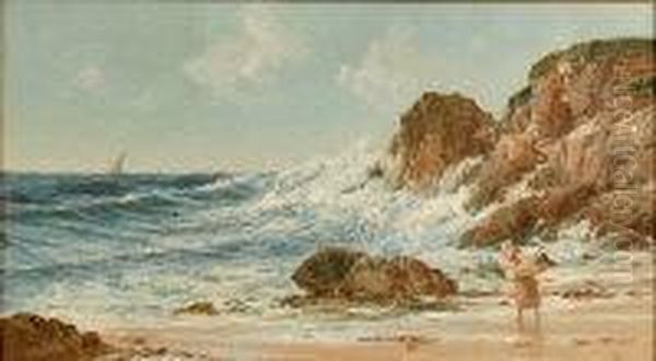 Scottish? Coastal Scene With Lone Cockle Picker - view 1