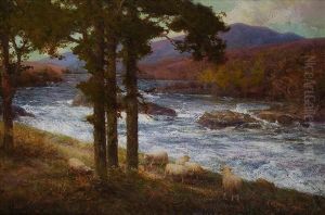 Sheep By Ahighland River by Alexander Young