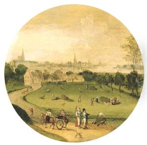 Summer an extensive landscape with a view of Antwerp beyond