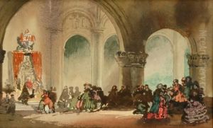 Victorian Ballroom Scene In Expansive Palace by William Blamire Young