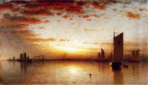 A Sunset, Bay of New York by Sanford Robinson Gifford