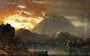 Sunset in the Wilderness with Approaching Storm (Sketch) by Sanford Robinson Gifford