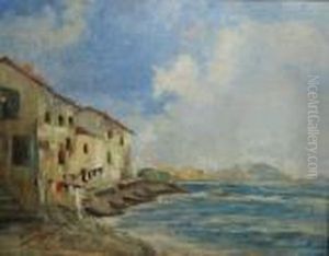 "veduta Ligure" 1927 Olio Su
Compensato Firmato In Basso A Sinistra, Iscritto E Titolato Al Retro by Luigi Zago