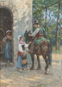 Sudliche Genreszene Mit Reiter. by Johann Zahnd