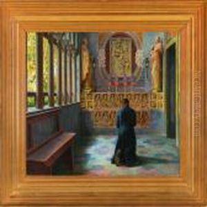 Kneeling Clergymanseen From Behind by Kristian Zahrtmann