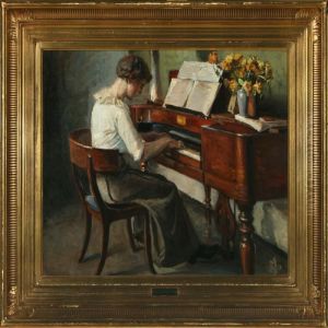Interior With Awoman At The Piano by Kristian Zahrtmann
