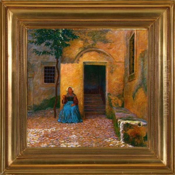 Old Woman In A Courtyard - view 1