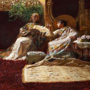 King Salomo And The Queen Of Sheba by Kristian Zahrtmann