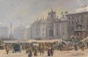 Markt Am Hof Im Winter by Karl Wenzel Zajicek