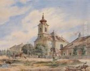 Kirche Und Hauser In Theresienfeld by Karl Wenzel Zajicek