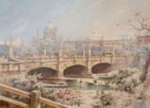 Die Elisabethbrucke Mit Blick Auf Die Karlskirche by Karl Wenzel Zajicek