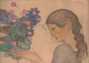 Woman Arranging Flowers by Eugene Zak