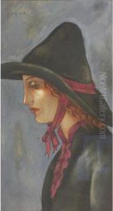 Woman With Pink Ribbons by Eugene Zak